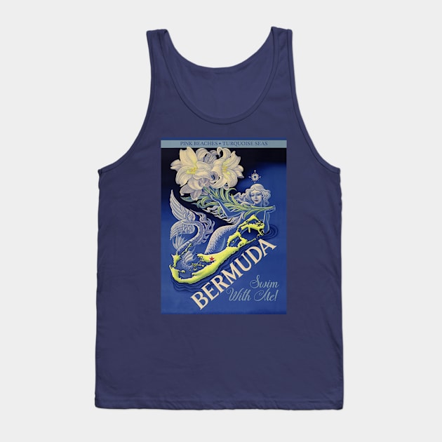 Bermuda Mermaid Vintage Travel ad Tank Top by LittleBean